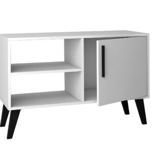 Manhattan Comfort Mid-Century- Modern Amsterdam 35.43" TV Stand with 3 Shelves in White