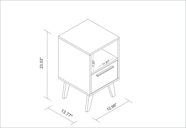 Manhattan Comfort Mid-Century- Modern Amsterdam Nightstand 1.0 with 1 Shelf in Multi Color Red and Blue