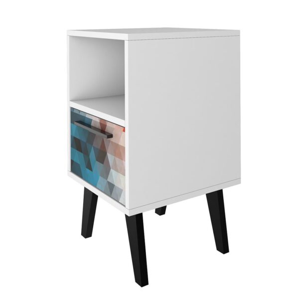 Manhattan Comfort Mid-Century- Modern Amsterdam Nightstand 1.0 with 1 Shelf in Multi Color Red and Blue