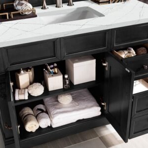 James Martin 147-114-5236-3ENC Brookfield 48 Inch Single Vanity Cabinet with Ethereal Noctis Quartz Top - Antique Black