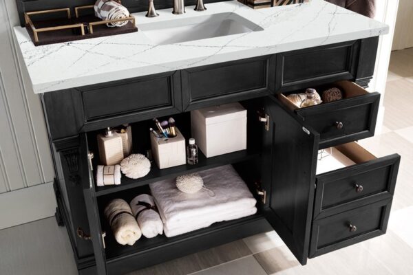 James Martin 147-114-5236-3ENC Brookfield 48 Inch Single Vanity Cabinet with Ethereal Noctis Quartz Top - Antique Black