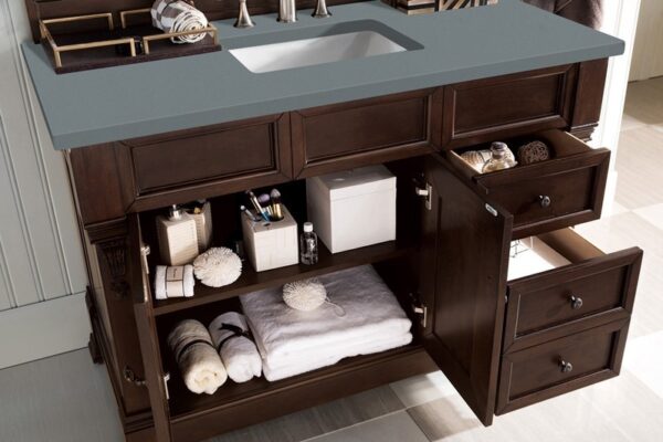 James Martin 147-114-5266-3CBL Brookfield 48 Inch Single Vanity Cabinet with Cala Blue Quartz Top - Burnished Mahogany