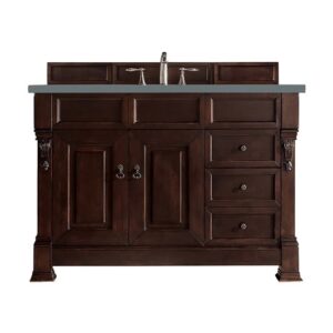 James Martin 147-114-5266-3CBL Brookfield 48 Inch Single Vanity Cabinet with Cala Blue Quartz Top - Burnished Mahogany