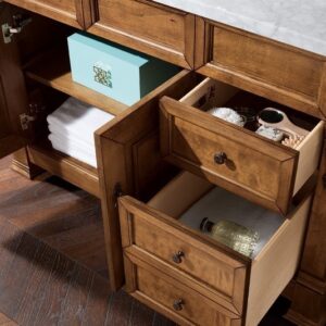 James Martin 147-114-5276-3CAR Brookfield 48 Inch Country Oak Single Vanity with Drawers with 3 cm Carrara Marble Top