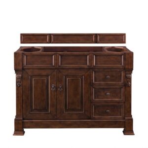 James Martin 147-114-5286-3EJP Brookfield 48 Inch Warm Cherry Single Vanity with Drawers with 3 cm Eternal Jasmine Pearl Quartz Top with Sink