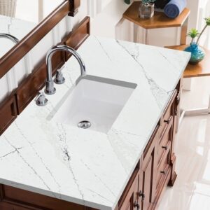 James Martin 147-114-5286-3ENC Brookfield 48 Inch Single Vanity Cabinet with Ethereal Noctis Quartz Top - Warm Cherry