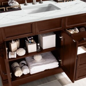 James Martin 147-114-5286-3ENC Brookfield 48 Inch Single Vanity Cabinet with Ethereal Noctis Quartz Top - Warm Cherry