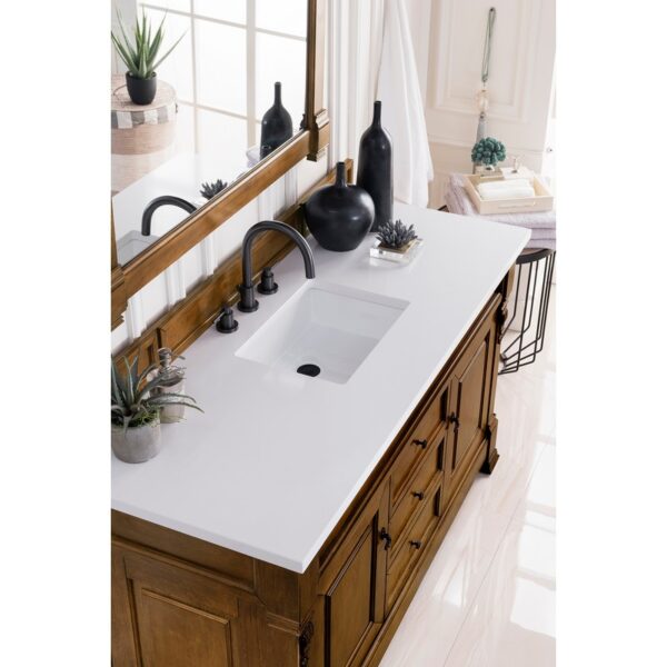 James Martin 147-114-53-3WZ Brookfield 60 Inch Single Vanity with 3cm White Zeus Quartz Top