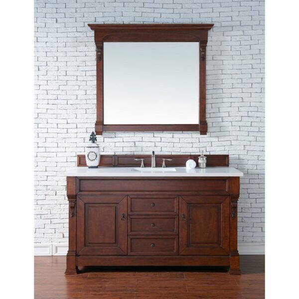 James Martin 147-114-53-3WZ Brookfield 60 Inch Single Vanity with 3cm White Zeus Quartz Top