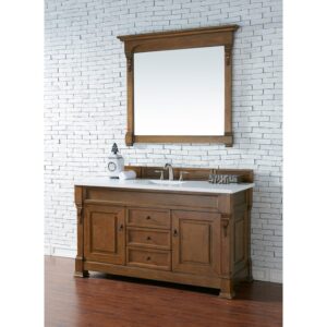 James Martin 147-114-53-3WZ Brookfield 60 Inch Single Vanity with 3cm White Zeus Quartz Top