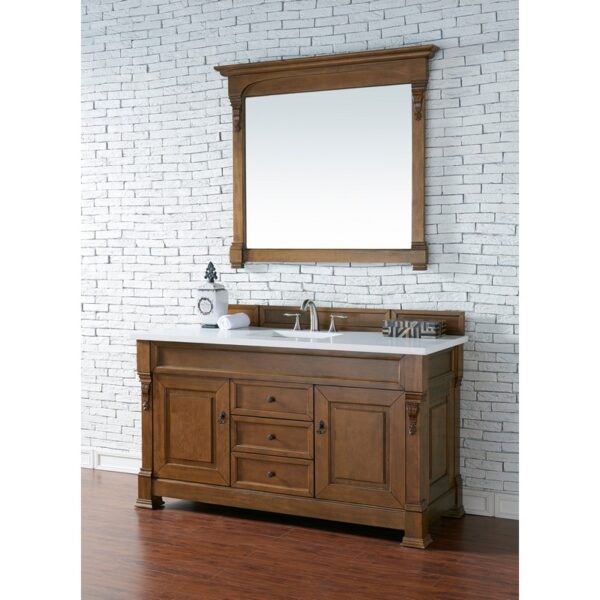 James Martin 147-114-53-3WZ Brookfield 60 Inch Single Vanity with 3cm White Zeus Quartz Top