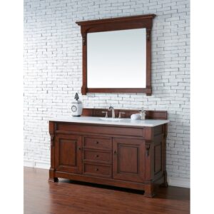 James Martin 147-114-53-3WZ Brookfield 60 Inch Single Vanity with 3cm White Zeus Quartz Top