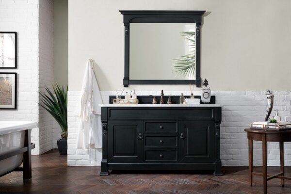 James Martin 147-114-5331-3CAR Brookfield 60 Inch Antique Black Single Vanity with 3 cm Carrara Marble Top