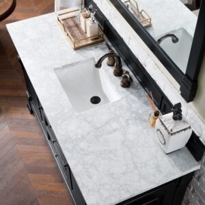 James Martin 147-114-5331-3CAR Brookfield 60 Inch Antique Black Single Vanity with 3 cm Carrara Marble Top