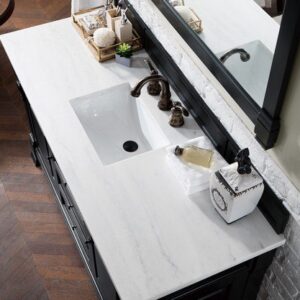 James Martin 147-114-5331-3AF Brookfield 60 Inch Antique Black Single Vanity with 3 cm Arctic Fall Solid Surface Top