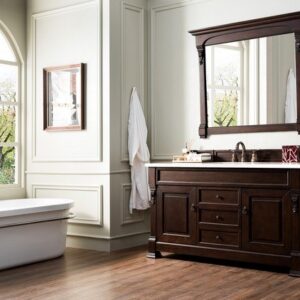 James Martin 147-114-5361-3CAR Brookfield 60 Inch Burnished Mahogany Single Vanity with 3 cm Carrara Marble Top