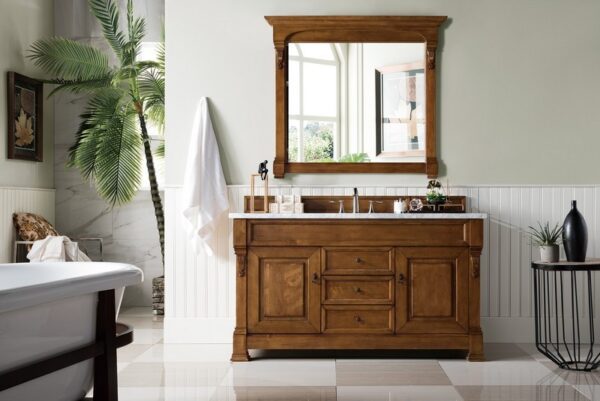 James Martin 147-114-5371-3CAR Brookfield 60 Inch Country Oak Single Vanity with 3 cm Carrara Marble Top