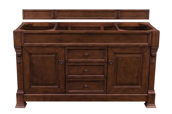 James Martin 147-114-5381-3CSP Brookfield 60 Inch Warm Cherry Single Vanity with 3 cm Charcoal Soapstone Quartz Top with Sink