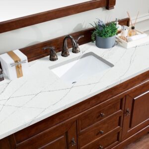 James Martin 147-114-5381-3ENC Brookfield 60 Inch Single Vanity Cabinet with Ethereal Noctis Quartz Top - Warm Cherry