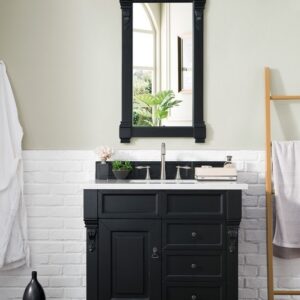 James Martin 147-114-5536-3AF Brookfield 36 Inch Antique Black Single Vanity with Drawers with 3 cm Arctic Fall Solid Surface Top