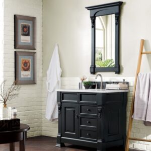 James Martin 147-114-5536-3AF Brookfield 36 Inch Antique Black Single Vanity with Drawers with 3 cm Arctic Fall Solid Surface Top