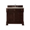 James Martin 147-114-5566-3EMR Brookfield 36 Inch Burnished Mahogany Single Vanity with 3 CM Eternal Marfil Quartz Top