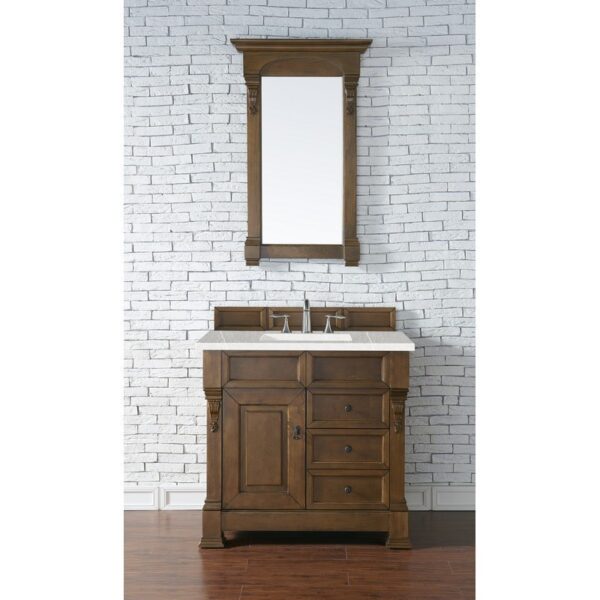 James Martin 147-114-5576-3ESR Brookfield 36 Inch Country Oak Single Vanity with 3 CM Eternal Serena Quartz Top