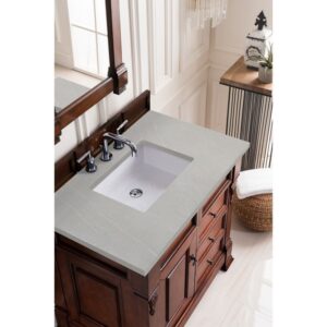 James Martin 147-114-5586-3ESR Brookfield 36 Inch Warm Cherry Single Vanity with 3 CM Eternal Serena Quartz Top