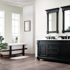 James Martin 147-114-5631-3EJP Brookfield 60 Inch Antique Black Double Vanity with 3 cm Eternal Jasmine Pearl Quartz Top with Sink