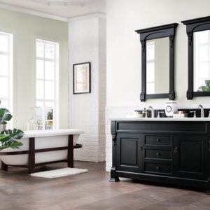 James Martin 147-114-5631-3ENC Brookfield 60 Inch Double Vanity Cabinet with Ethereal Noctis Quartz Top - Antique Black