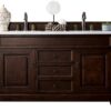 James Martin 147-114-5661-3AF Brookfield 60 Inch Burnished Mahogany Double Vanity with 3 cm Arctic Fall Solid Surface Top