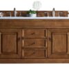 James Martin 147-114-5671-3CAR Brookfield 60 Inch Country Oak Double Vanity with 3 cm Carrara Marble Top