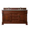 James Martin 147-114-5681-3ESR Brookfield 60 Inch Warm Cherry Double Vanity with 3 CM Eternal Serena Quartz Top