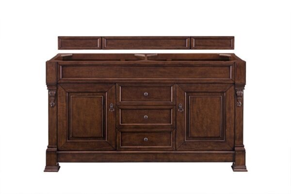 James Martin 147-114-5681-3GEX Brookfield 60 Inch Warm Cherry Double Vanity with 3 cm Grey Expo Quartz Top with Sink