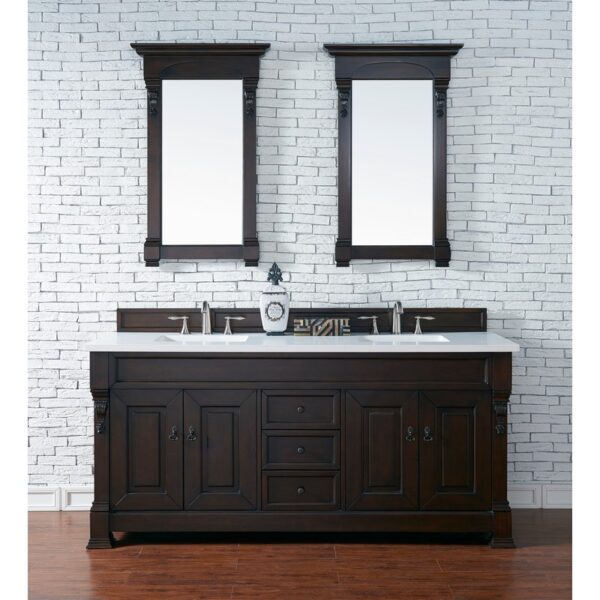 James Martin 147-114-57-3WZ Brookfield 72 Inch Double Vanity with 3cm White Zeus Quartz Top