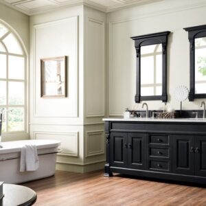 James Martin 147-114-5731-3AF Brookfield 72 Inch Antique Black Double Vanity with 3 cm Arctic Fall Solid Surface Top