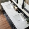 James Martin 147-114-5731-3CAR Brookfield 72 Inch Antique Black Double Vanity with 3 cm Carrara Marble Top