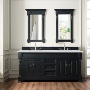 James Martin 147-114-5731-3ENC Brookfield 72 Inch Double Vanity Cabinet with Ethereal Noctis Quartz Top - Antique Black