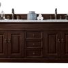 James Martin 147-114-5761-3CAR Brookfield 72 Inch Burnished Mahogany Double Vanity with 3 cm Carrara Marble Top