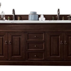 James Martin 147-114-5761-3ENC Brookfield 72 Inch Double Vanity Cabinet with Ethereal Noctis Quartz Top - Burnished Mahogany