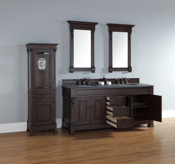 James Martin 147-114-5761-3AF Brookfield 72 Inch Burnished Mahogany Double Vanity with 3 cm Arctic Fall Solid Surface Top