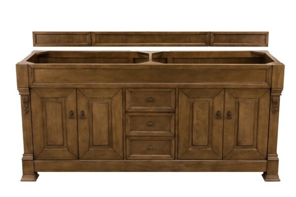 James Martin 147-114-5771-3EJP Brookfield 72 Inch Country Oak Double Vanity with 3 cm Eternal Jasmine Pearl Quartz Top with Sink