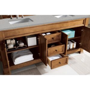 James Martin 147-114-5771-3ESR Brookfield 72 Inch Country Oak Double Vanity with 3 CM Eternal Serena Quartz Top