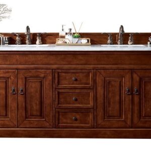 James Martin 147-114-5781-3AF Brookfield 72 Inch Warm Cherry Double Vanity with 3 cm Arctic Fall Solid Surface Top