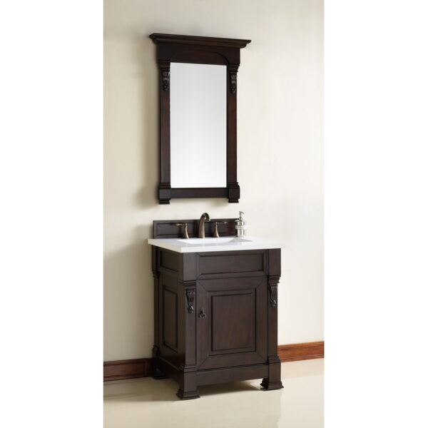 James Martin 147-114-V26-3WZ Brookfield 26 Inch Single Vanity with 3cm White Zeus Quartz Top