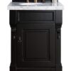 James Martin 147-114-V26-AQB-3AF Brookfield 26 Inch Antique Black Single Vanity with 3 cm Arctic Fall Solid Surface Top