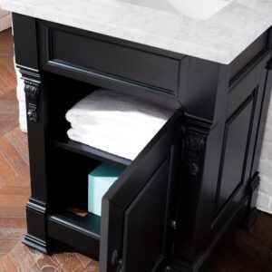 James Martin 147-114-V26-AQB-3CAR Brookfield 26 Inch Antique Black Single Vanity with 3 cm Carrara Marble Top