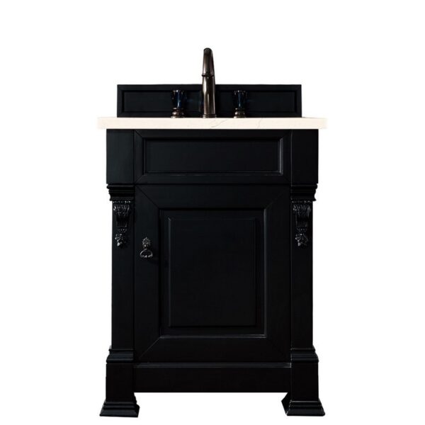 James Martin 147-114-V26-AQB-3EMR Brookfield 26 Inch Antique Black Single Vanity with 3 CM Eternal Marfil Quartz Top