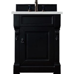 James Martin 147-114-V26-AQB-3ENC Brookfield 26 Inch Single Vanity Cabinet with Ethereal Noctis Quartz Top - Antique Black