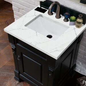 James Martin 147-114-V26-AQB-3ENC Brookfield 26 Inch Single Vanity Cabinet with Ethereal Noctis Quartz Top - Antique Black